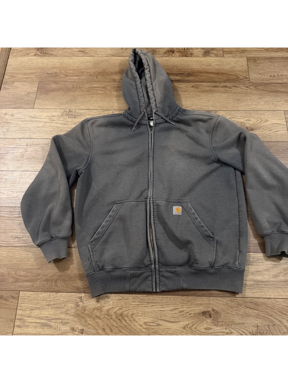 Carhartt Rain Defender Loose Fit Gray Zip Hoodie L Faded